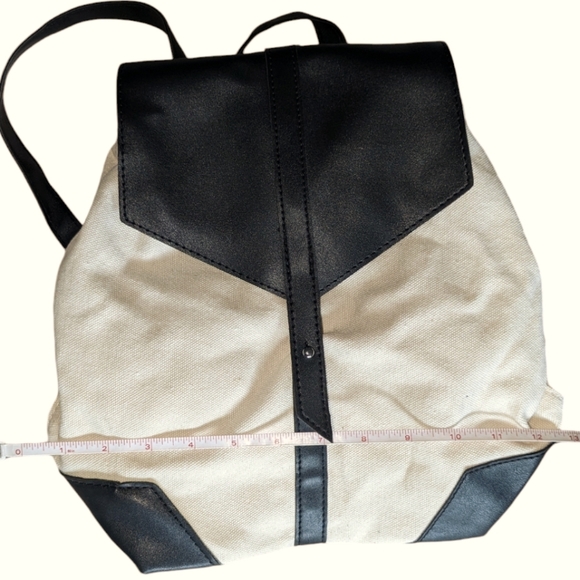 Deux Lux cream canvas backpack with black leather details - Picture 8 of 8